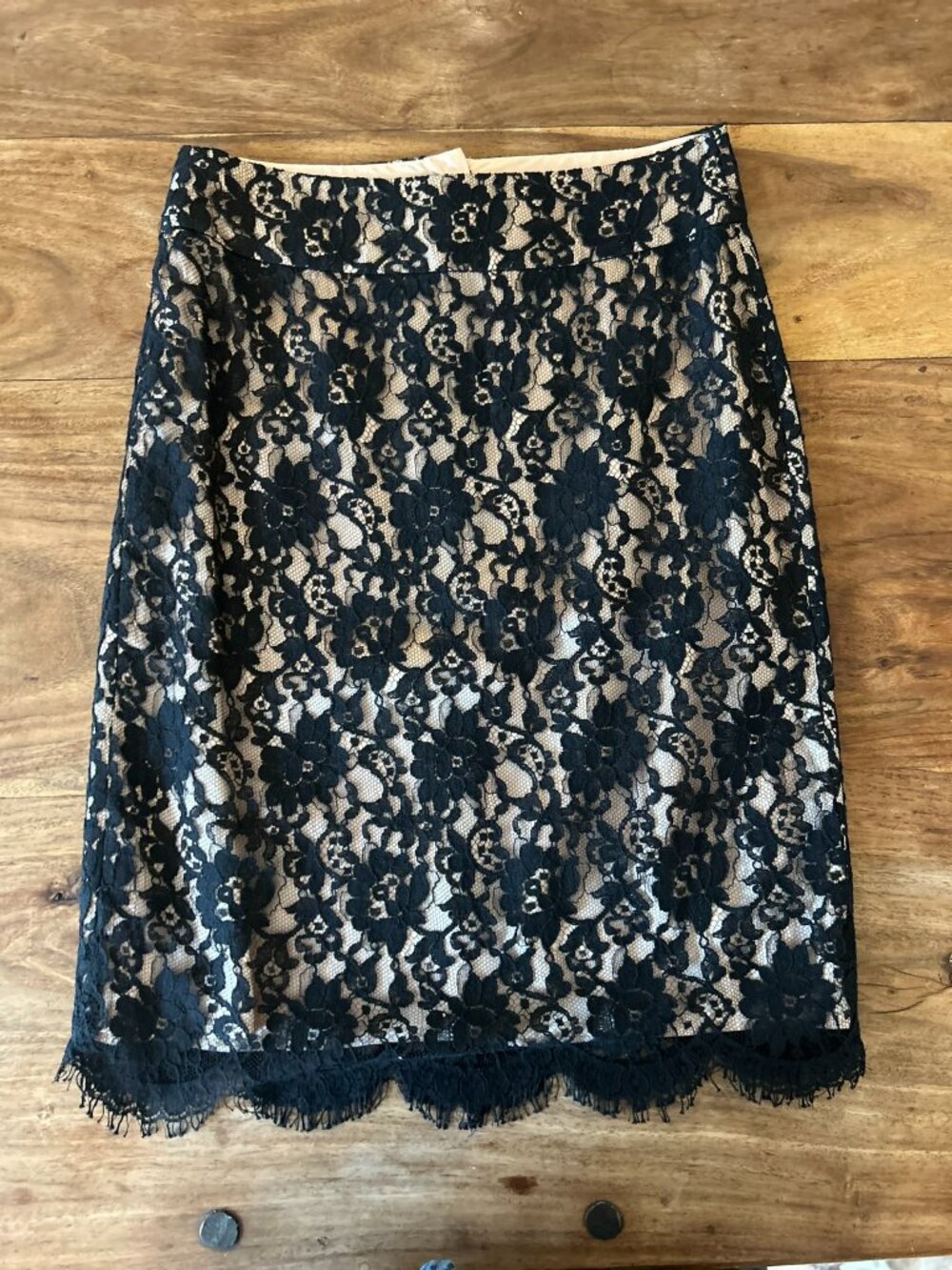 Banana Republic Black Lacy Floral Mid Skirt